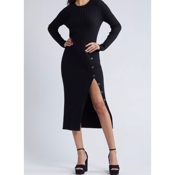 Elegant Black Midi Dress - Picture 3 of 7